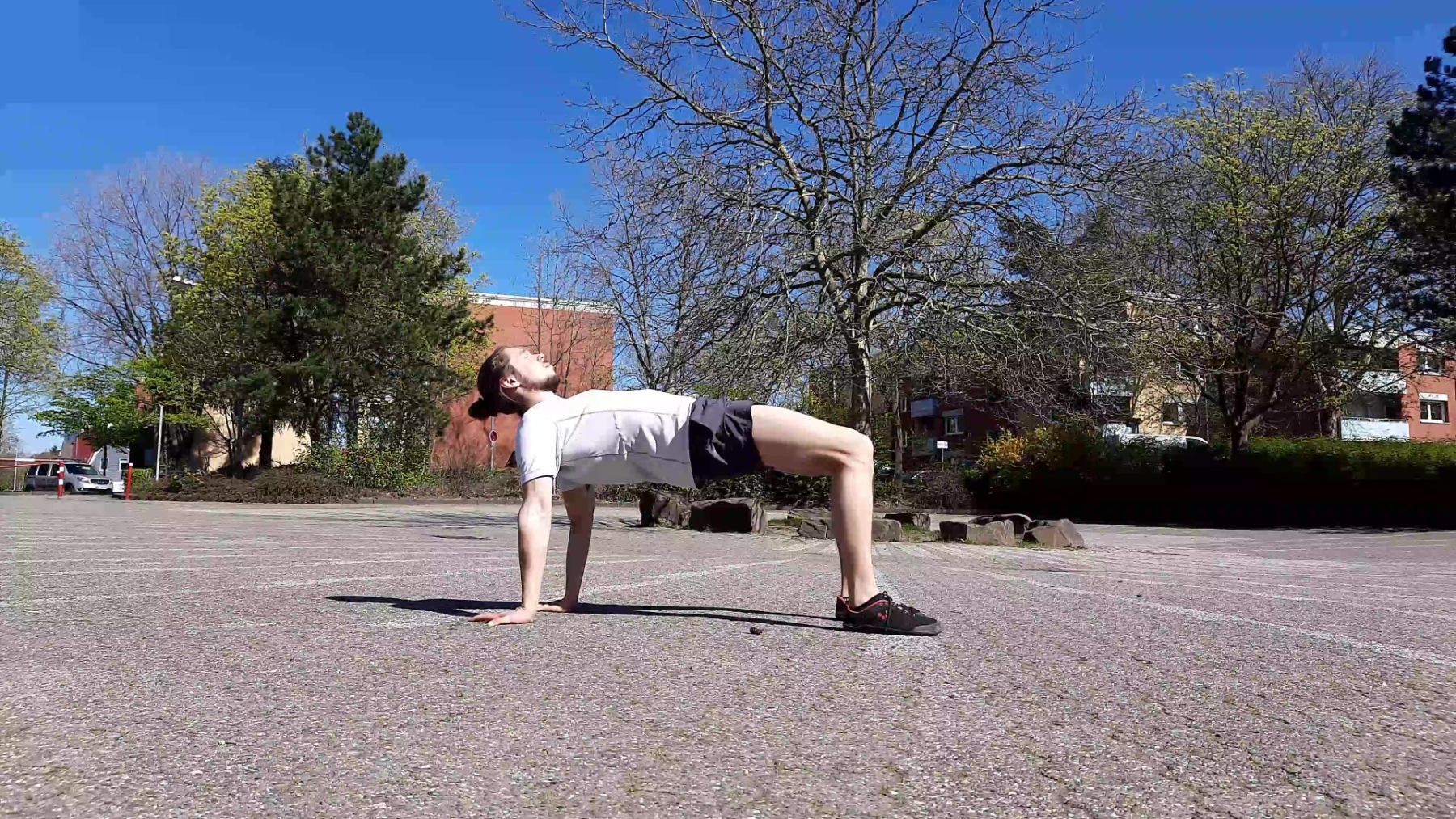 This image shows me performing a yoga table top pose.